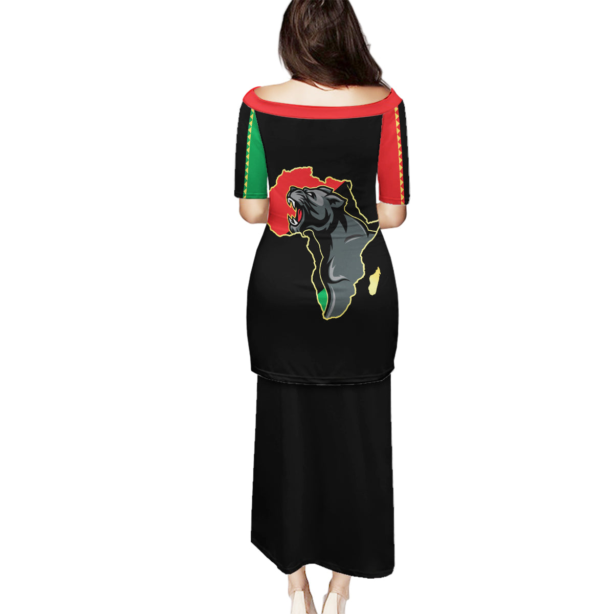 Powerful Panther Africa Family Matching Puletasi Dress and Hawaiian Shirt Map Africa - Wonder Print Shop