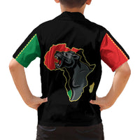 Powerful Panther Africa Family Matching Short Sleeve Bodycon Dress and Hawaiian Shirt Map Africa - Wonder Print Shop
