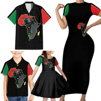Powerful Panther Africa Family Matching Short Sleeve Bodycon Dress and Hawaiian Shirt Map Africa - Wonder Print Shop