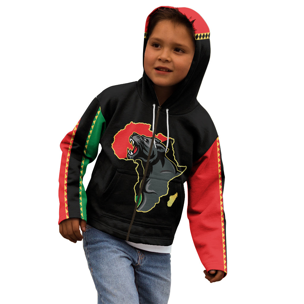 Powerful Panther Africa Kid Hoodie Map Africa - Wonder Print Shop