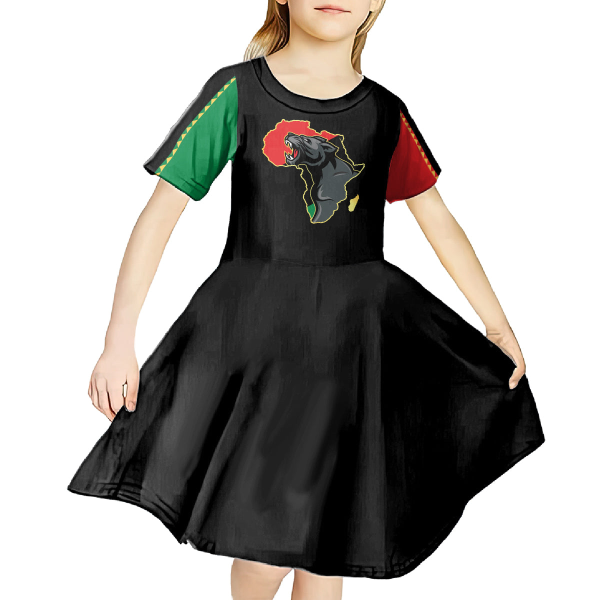 Powerful Panther Africa Kid Short Sleeve Dress Map Africa - Wonder Print Shop