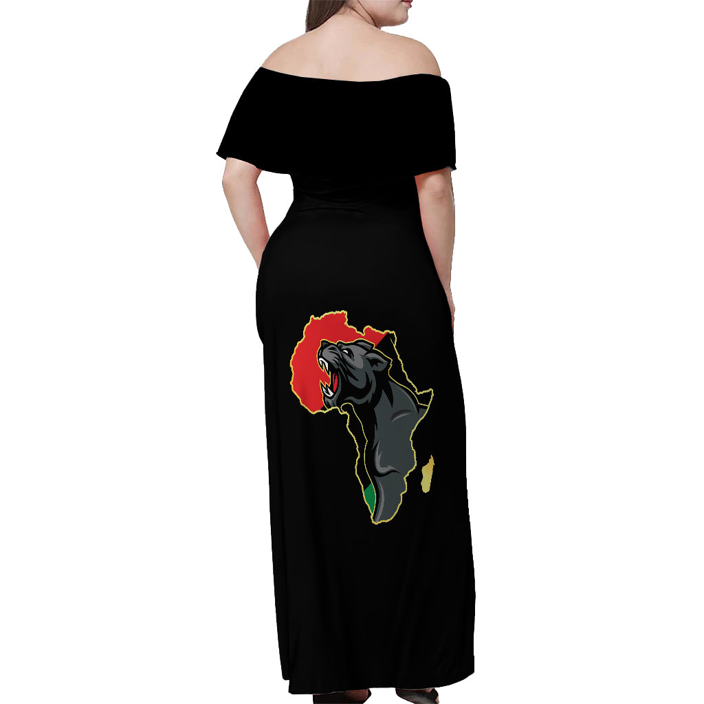 Powerful Panther Africa Off Shoulder Maxi Dress Map Africa - Wonder Print Shop