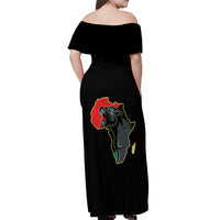 Powerful Panther Africa Off Shoulder Maxi Dress Map Africa - Wonder Print Shop