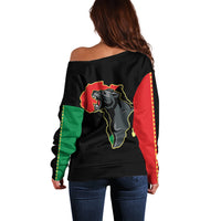 Powerful Panther Africa Off Shoulder Sweater Map Africa - Wonder Print Shop