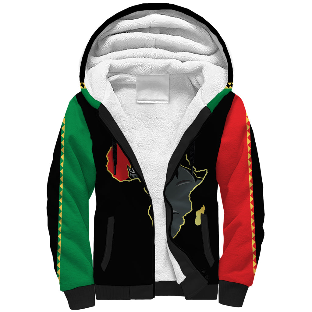Powerful Panther Africa Sherpa Hoodie Map Africa - Wonder Print Shop