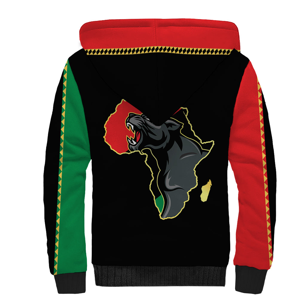 Powerful Panther Africa Sherpa Hoodie Map Africa - Wonder Print Shop