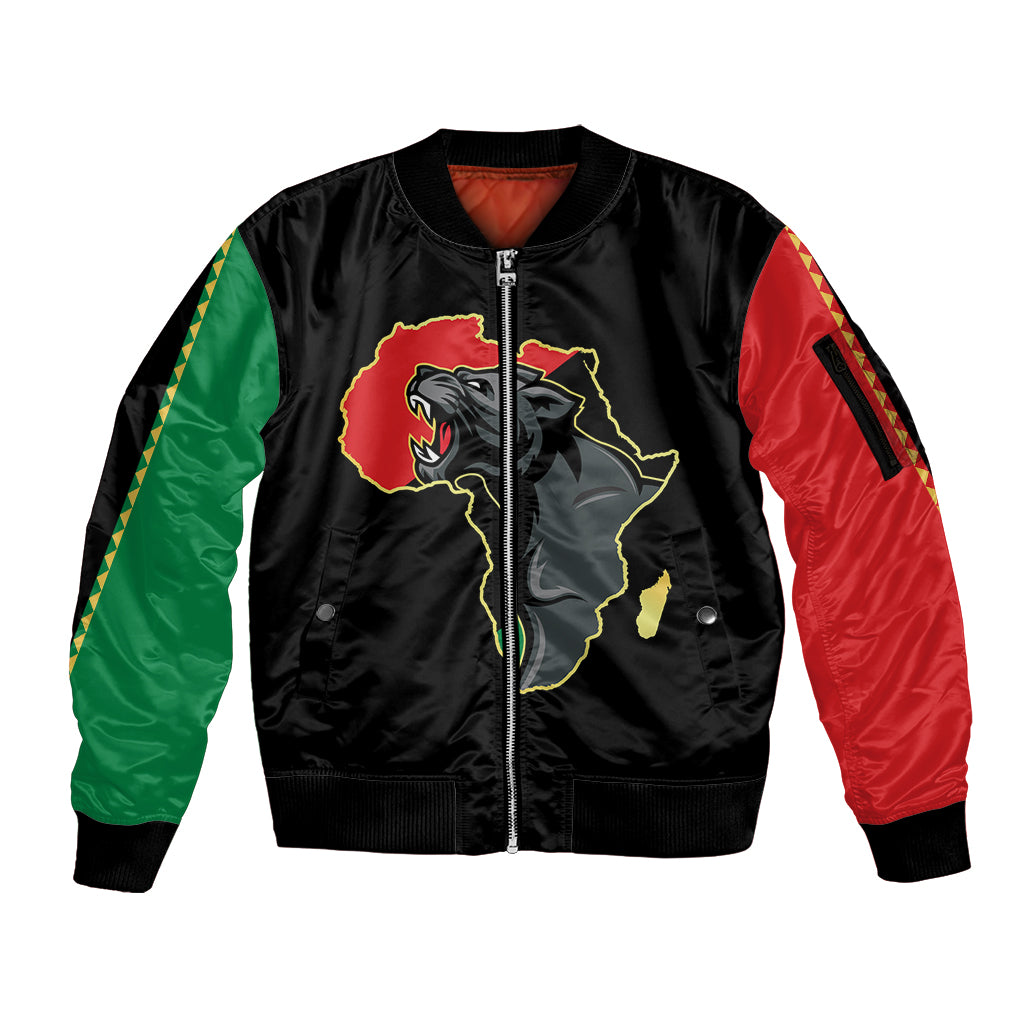 Powerful Panther Africa Sleeve Zip Bomber Jacket Map Africa - Wonder Print Shop