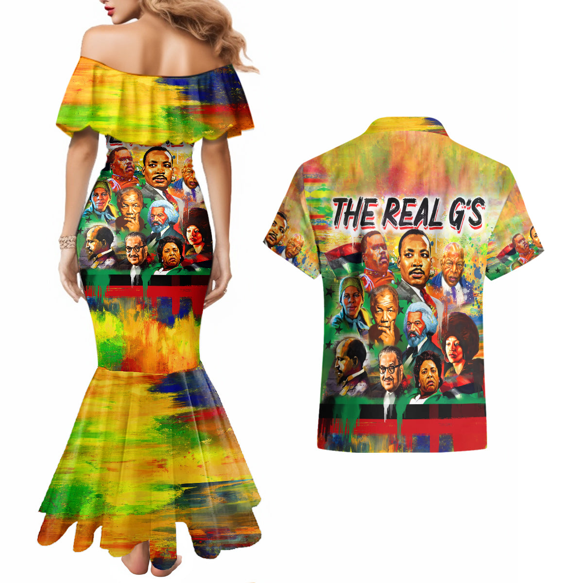 The Real G's Couples Matching Mermaid Dress and Hawaiian Shirt Civil Rights Leaders - Wonder Print Shop