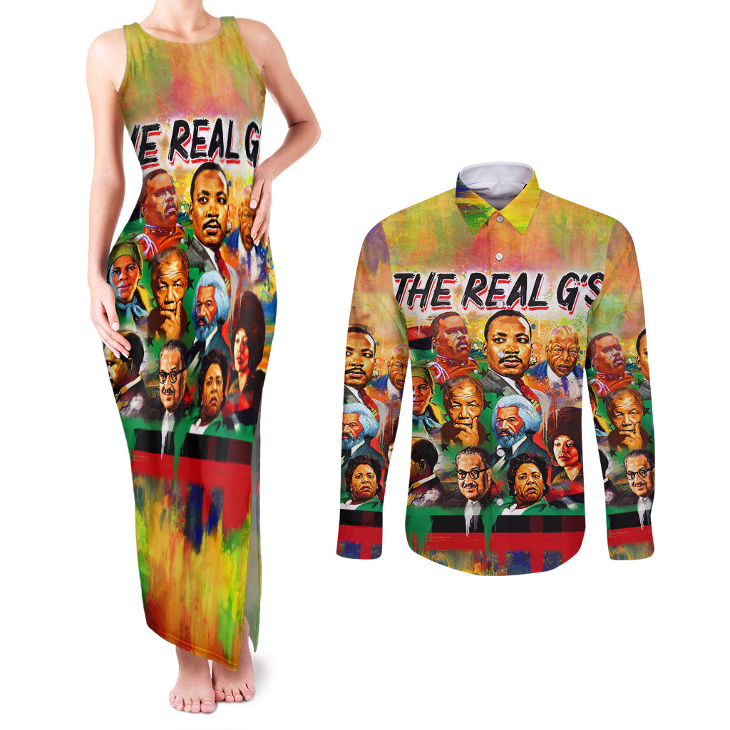 The Real G's Couples Matching Tank Maxi Dress and Long Sleeve Button Shirts Civil Rights Leaders - Wonder Print Shop
