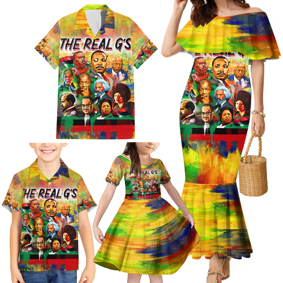 The Real G's Family Matching Mermaid Dress and Hawaiian Shirt Civil Rights Leaders - Wonder Print Shop