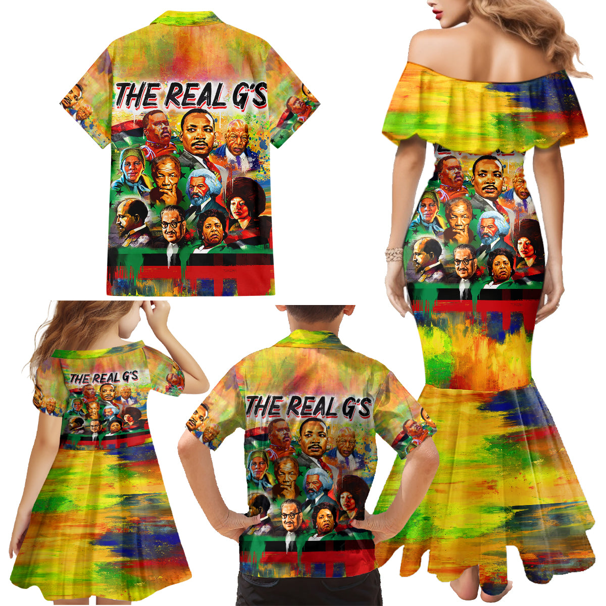 The Real G's Family Matching Mermaid Dress and Hawaiian Shirt Civil Rights Leaders - Wonder Print Shop