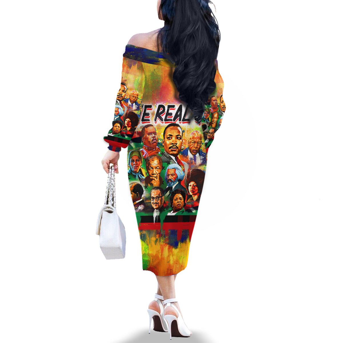 The Real G's Family Matching Off Shoulder Long Sleeve Dress and Hawaiian Shirt Civil Rights Leaders - Wonder Print Shop