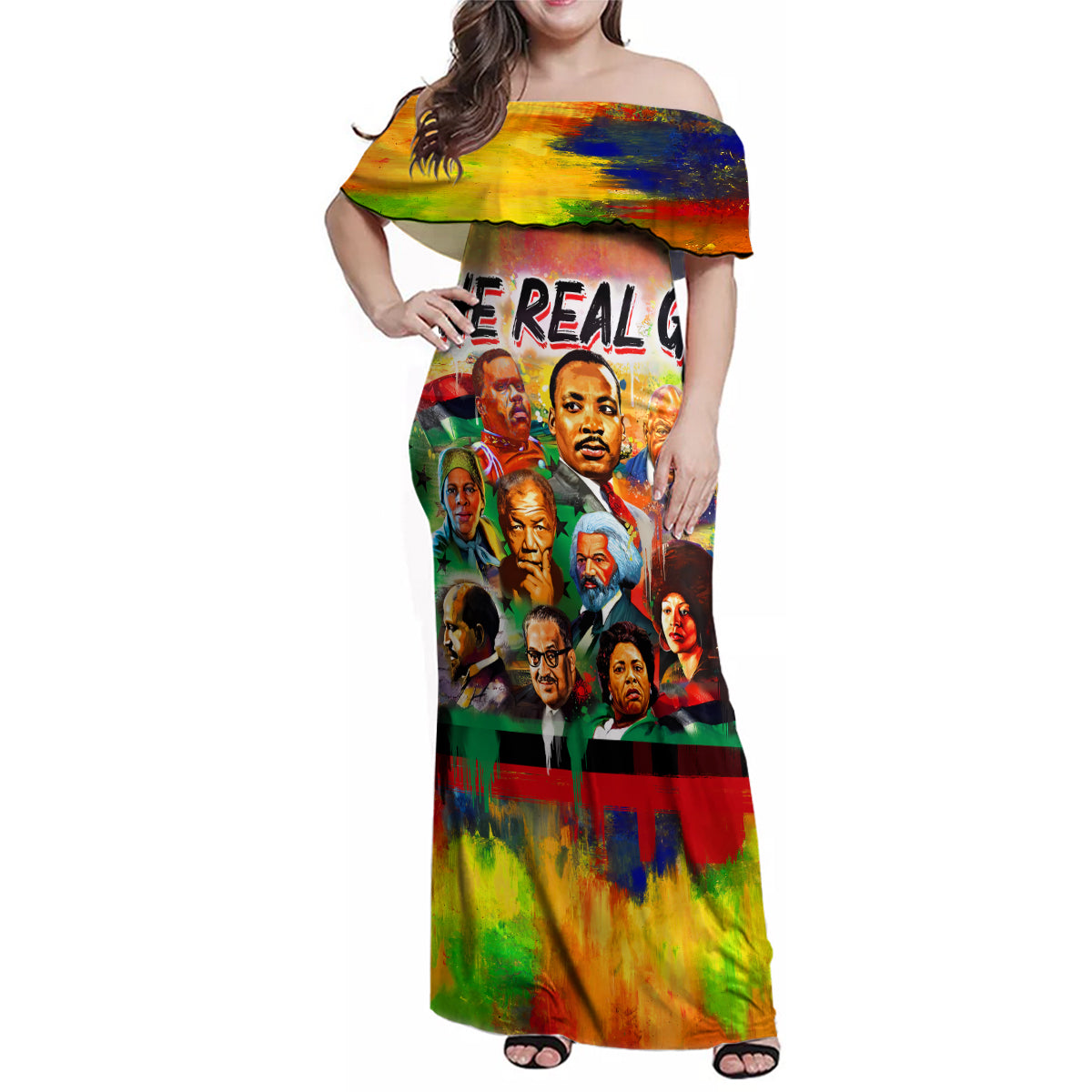 The Real G's Family Matching Off Shoulder Maxi Dress and Hawaiian Shirt Civil Rights Leaders - Wonder Print Shop