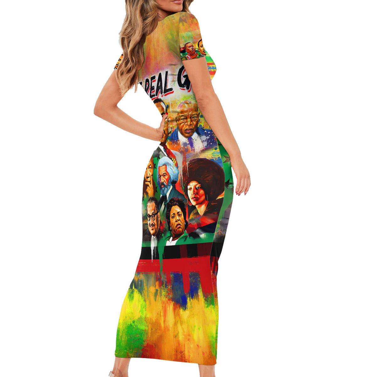 The Real G's Family Matching Short Sleeve Bodycon Dress and Hawaiian Shirt Civil Rights Leaders - Wonder Print Shop