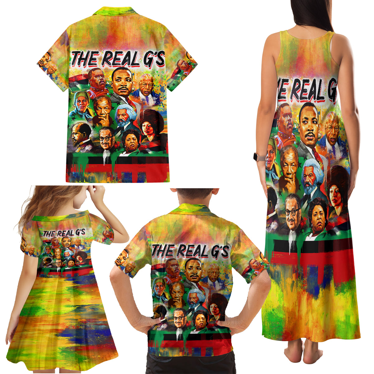 The Real G's Family Matching Tank Maxi Dress and Hawaiian Shirt Civil Rights Leaders - Wonder Print Shop