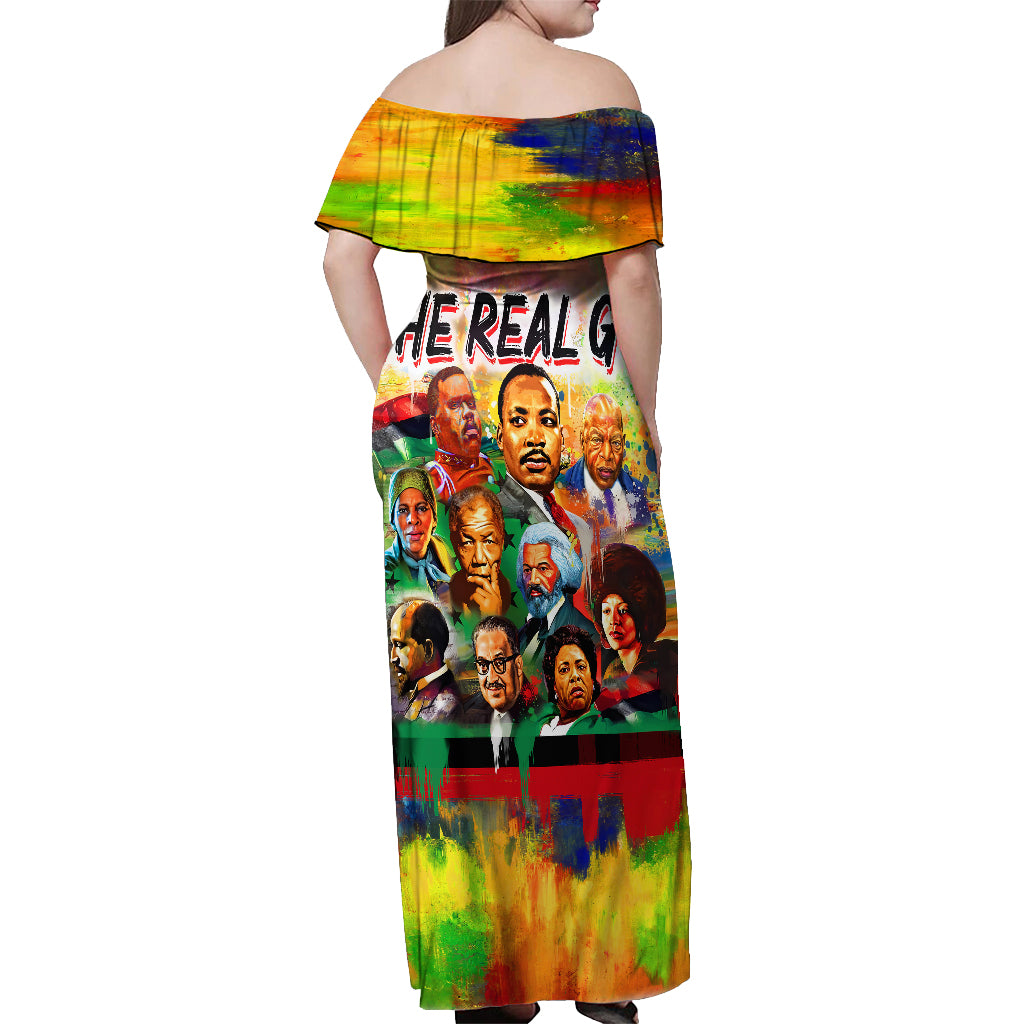 The Real G's Off Shoulder Maxi Dress Civil Rights Leaders - Wonder Print Shop