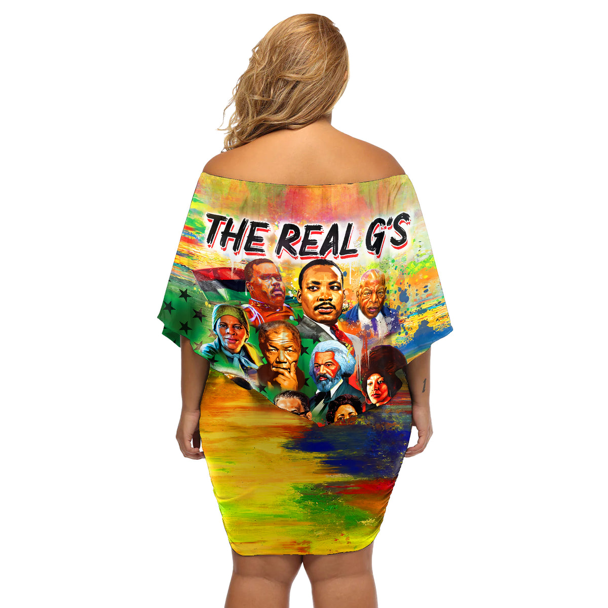 The Real G's Off Shoulder Short Dress Civil Rights Leaders - Wonder Print Shop