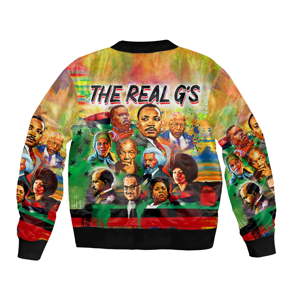 The Real G's Sleeve Zip Bomber Jacket Civil Rights Leaders - Wonder Print Shop