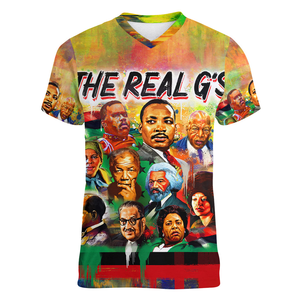 The Real G's Women V Neck T Shirt Civil Rights Leaders - Wonder Print Shop