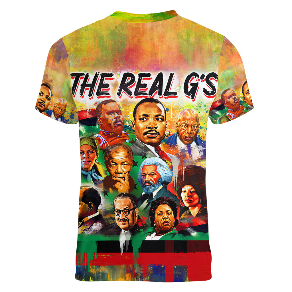 The Real G's Women V Neck T Shirt Civil Rights Leaders - Wonder Print Shop