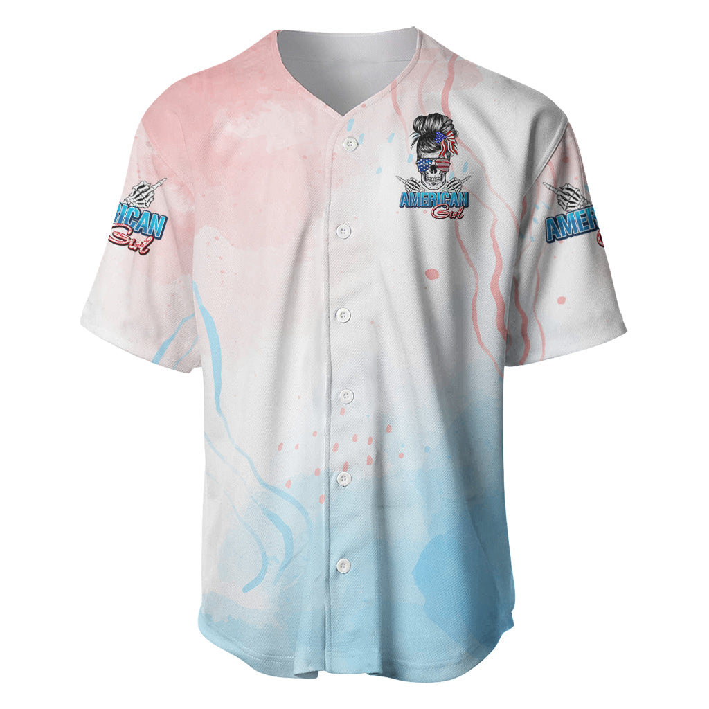 Skull Girl Baseball Jersey Never Fck Given - Wonder Print Shop