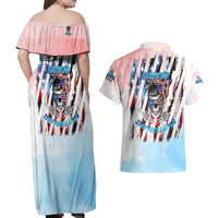 Skull Girl Couples Matching Off Shoulder Maxi Dress and Hawaiian Shirt Never Fck Given - Wonder Print Shop