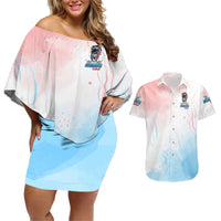 Skull Girl Couples Matching Off Shoulder Short Dress and Hawaiian Shirt Never Fck Given - Wonder Print Shop