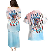 Skull Girl Couples Matching Puletasi Dress and Hawaiian Shirt Never Fck Given - Wonder Print Shop
