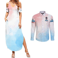 Skull Girl Couples Matching Summer Maxi Dress and Long Sleeve Button Shirt Never Fck Given - Wonder Print Shop