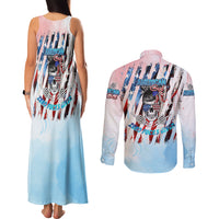 Skull Girl Couples Matching Tank Maxi Dress and Long Sleeve Button Shirt Never Fck Given - Wonder Print Shop