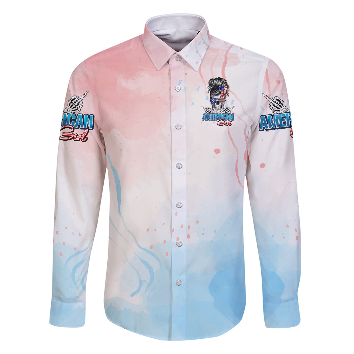 Skull Girl Family Matching Long Sleeve Bodycon Dress and Hawaiian Shirt Never Fck Given - Wonder Print Shop