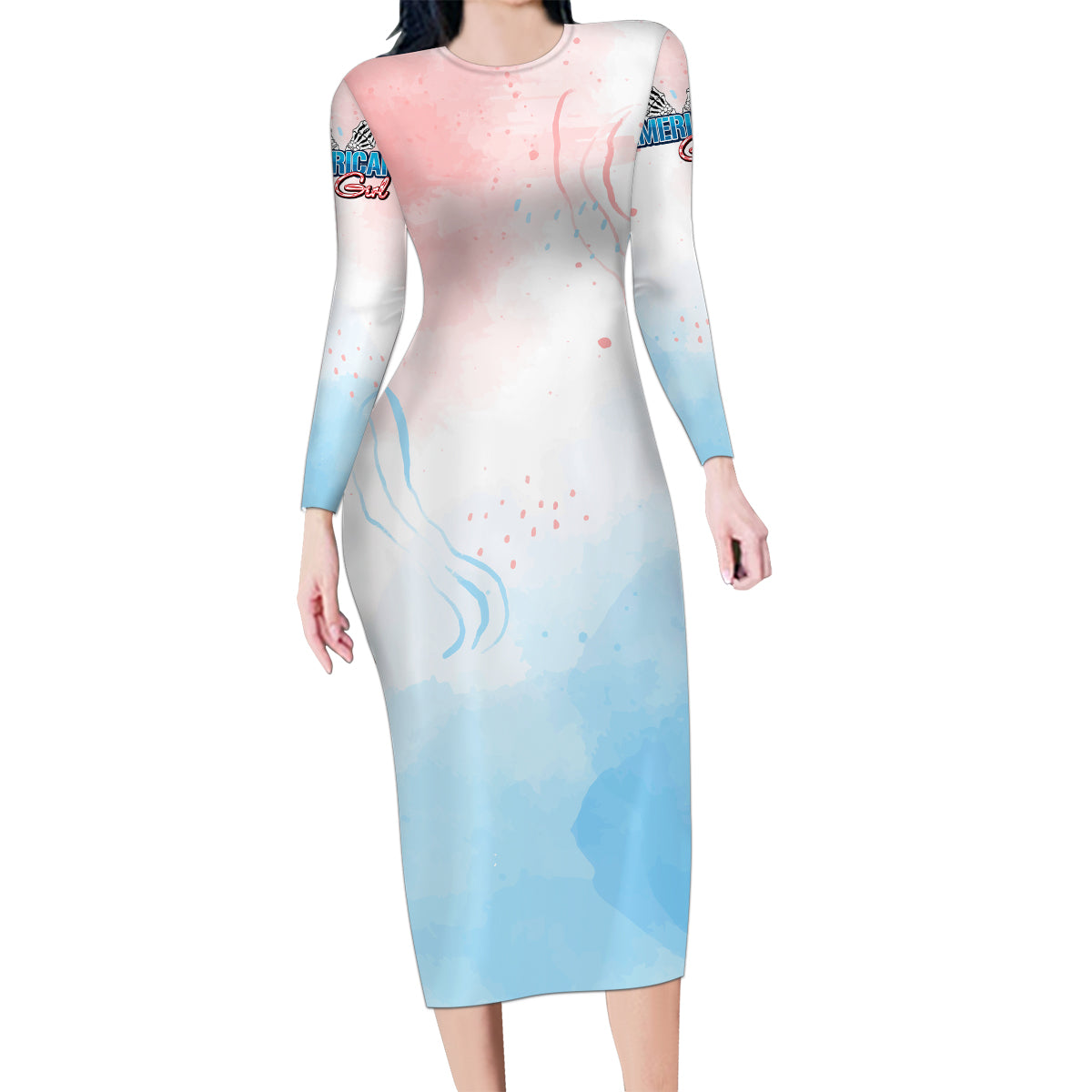 Skull Girl Family Matching Long Sleeve Bodycon Dress and Hawaiian Shirt Never Fck Given - Wonder Print Shop