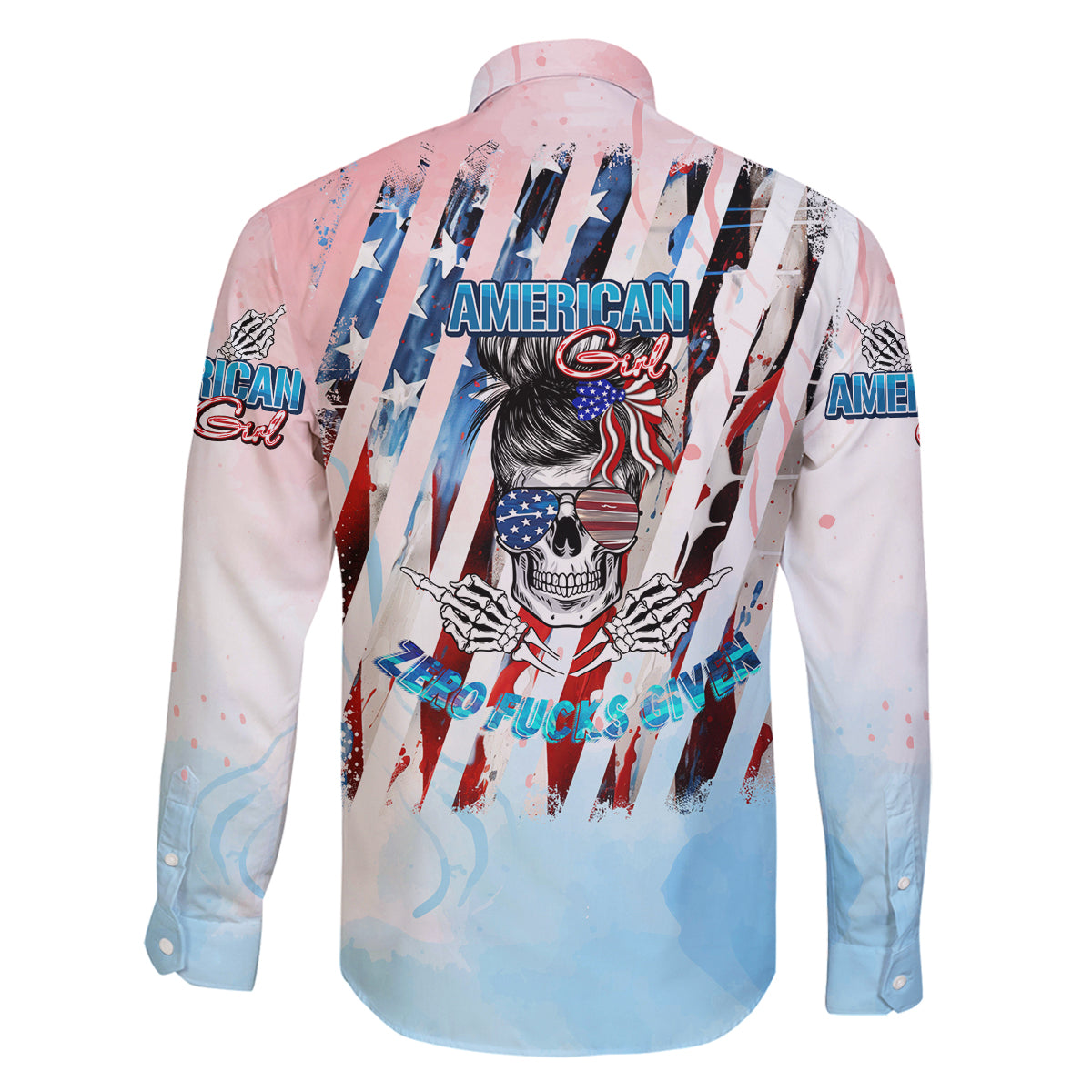 Skull Girl Family Matching Mermaid Dress and Hawaiian Shirt Never Fck Given - Wonder Print Shop