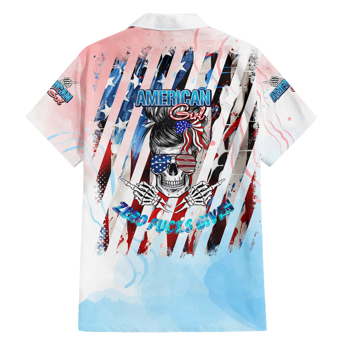 Skull Girl Family Matching Off Shoulder Long Sleeve Dress and Hawaiian Shirt Never Fck Given - Wonder Print Shop