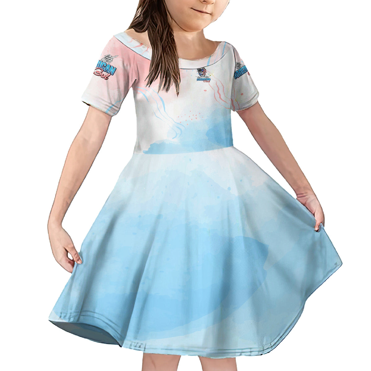 Skull Girl Family Matching Off Shoulder Short Dress and Hawaiian Shirt Never Fck Given - Wonder Print Shop