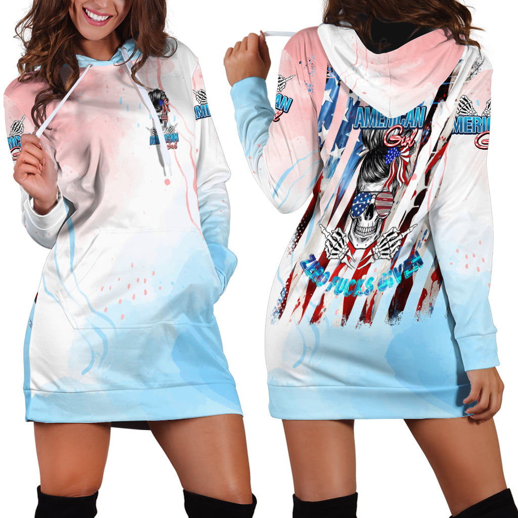 Skull Girl Hoodie Dress Never Fck Given - Wonder Print Shop