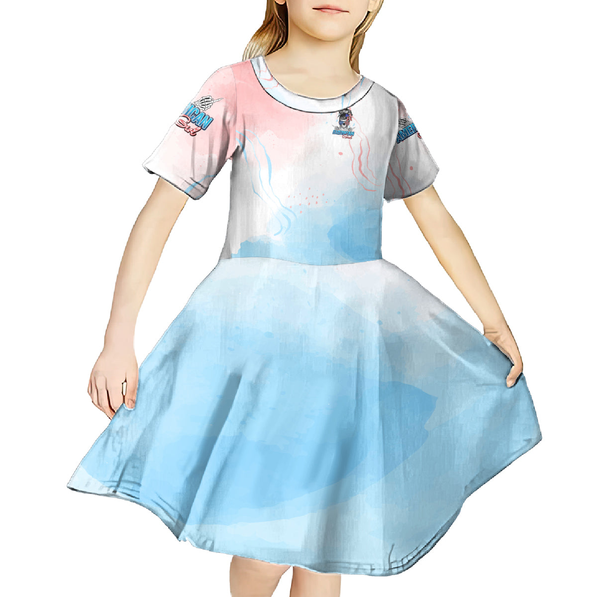 Skull Girl Kid Short Sleeve Dress Never Fck Given - Wonder Print Shop