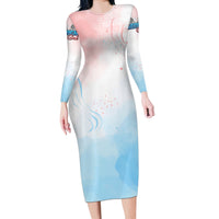 Skull Girl Long Sleeve Bodycon Dress Never Fck Given - Wonder Print Shop