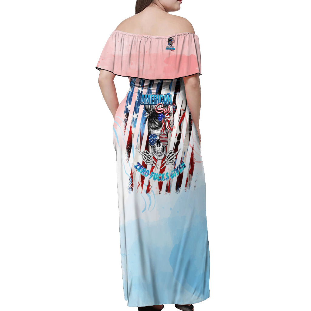 Skull Girl Off Shoulder Maxi Dress Never Fck Given - Wonder Print Shop