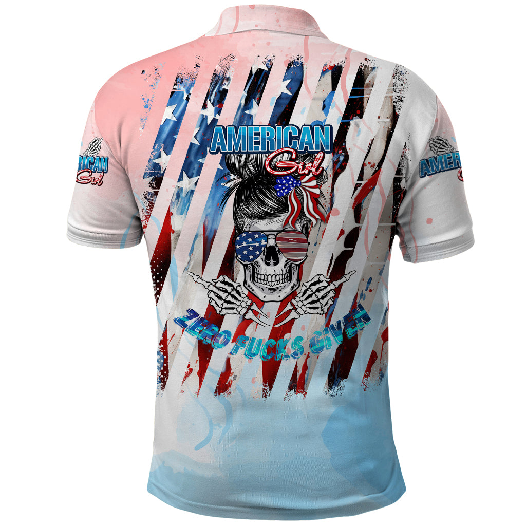 Skull Girl Polo Shirt Never Fck Given - Wonder Print Shop