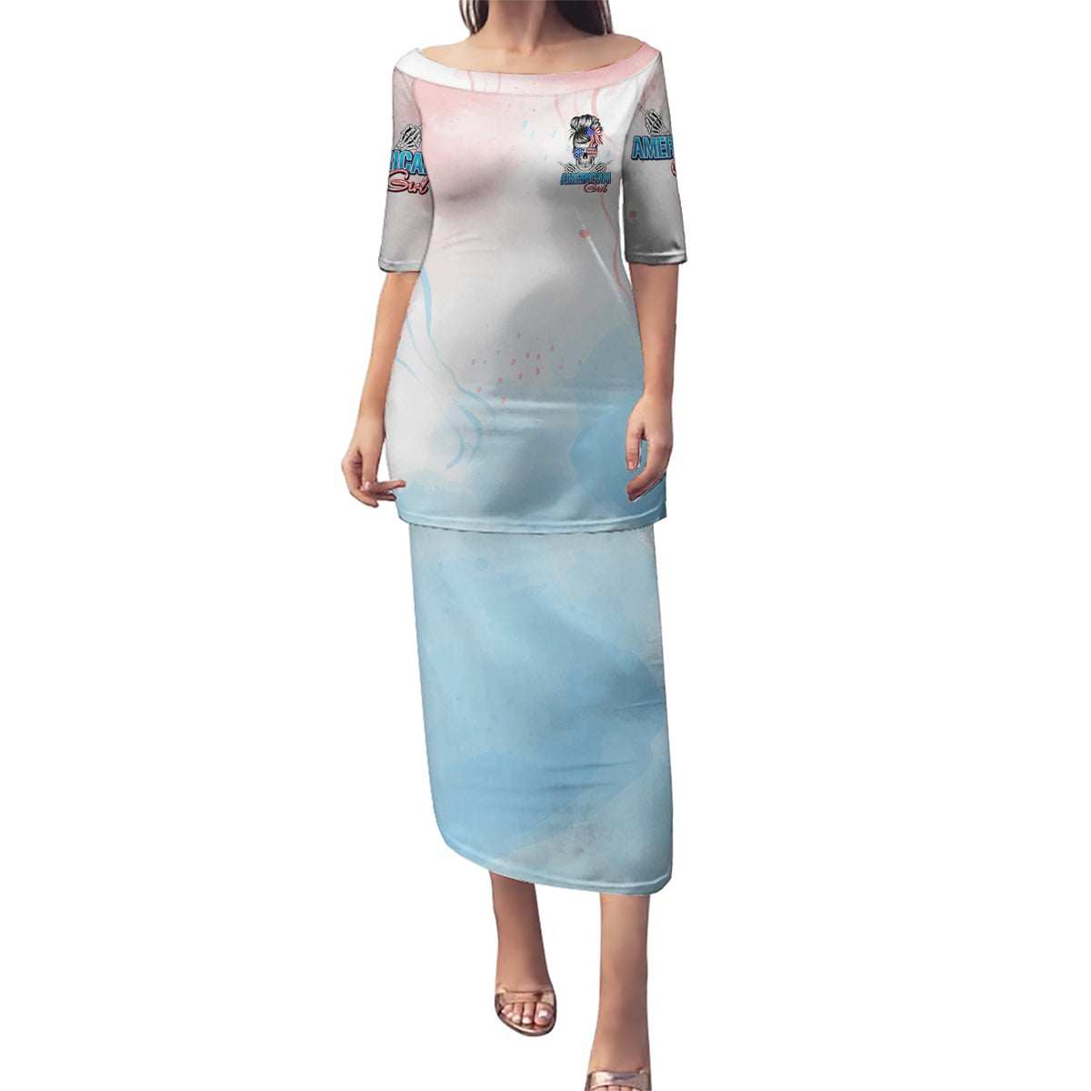 Skull Girl Puletasi Never Fck Given - Wonder Print Shop