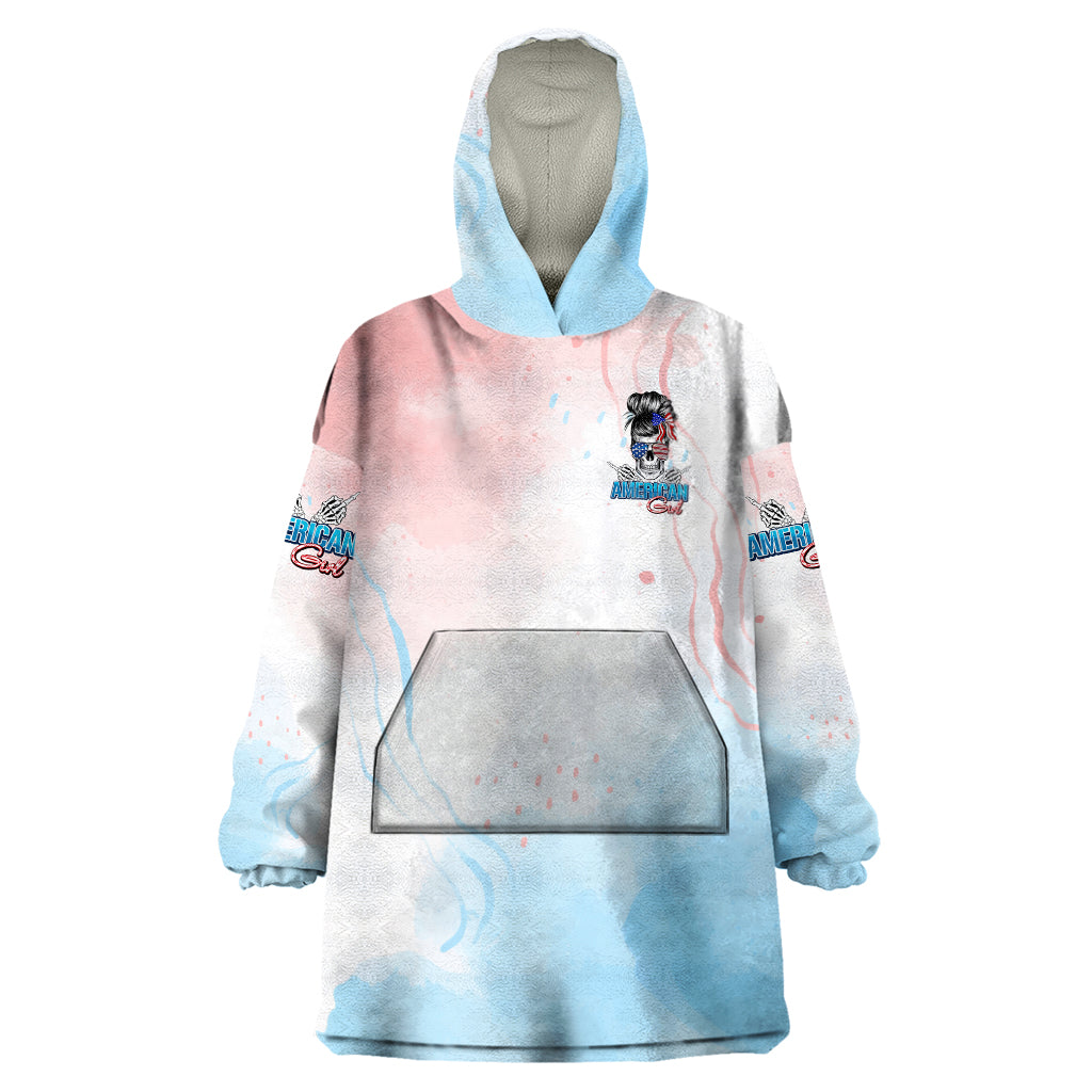 Skull Girl Wearable Blanket Hoodie Never Fck Given - Wonder Print Shop