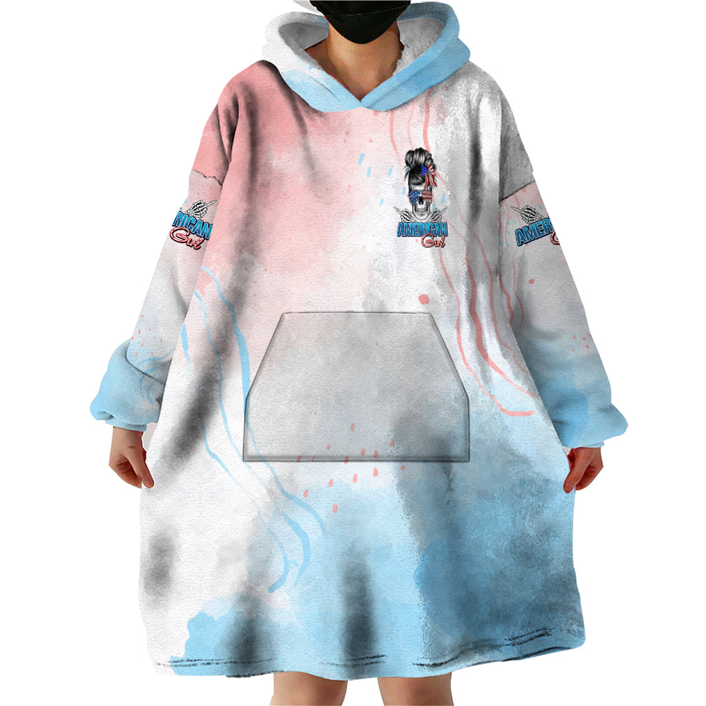 Skull Girl Wearable Blanket Hoodie Never Fck Given - Wonder Print Shop