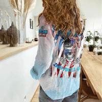 Skull Girl Women Casual Shirt Never Fck Given - Wonder Print Shop