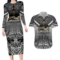 New Zealand Couples Matching Long Sleeve Bodycon Dress and Hawaiian Shirt Rugby Aotearoa Champions - Wonder Print Shop