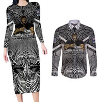 New Zealand Couples Matching Long Sleeve Bodycon Dress and Long Sleeve Button Shirt Rugby Aotearoa Champions - Wonder Print Shop