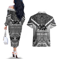 New Zealand Couples Matching Off The Shoulder Long Sleeve Dress and Hawaiian Shirt Rugby Aotearoa Champions - Wonder Print Shop