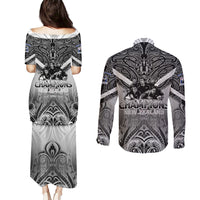 New Zealand Couples Matching Puletasi Dress and Long Sleeve Button Shirt Rugby Aotearoa Champions - Wonder Print Shop