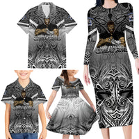 New Zealand Family Matching Long Sleeve Bodycon Dress and Hawaiian Shirt Rugby Aotearoa Champions - Wonder Print Shop