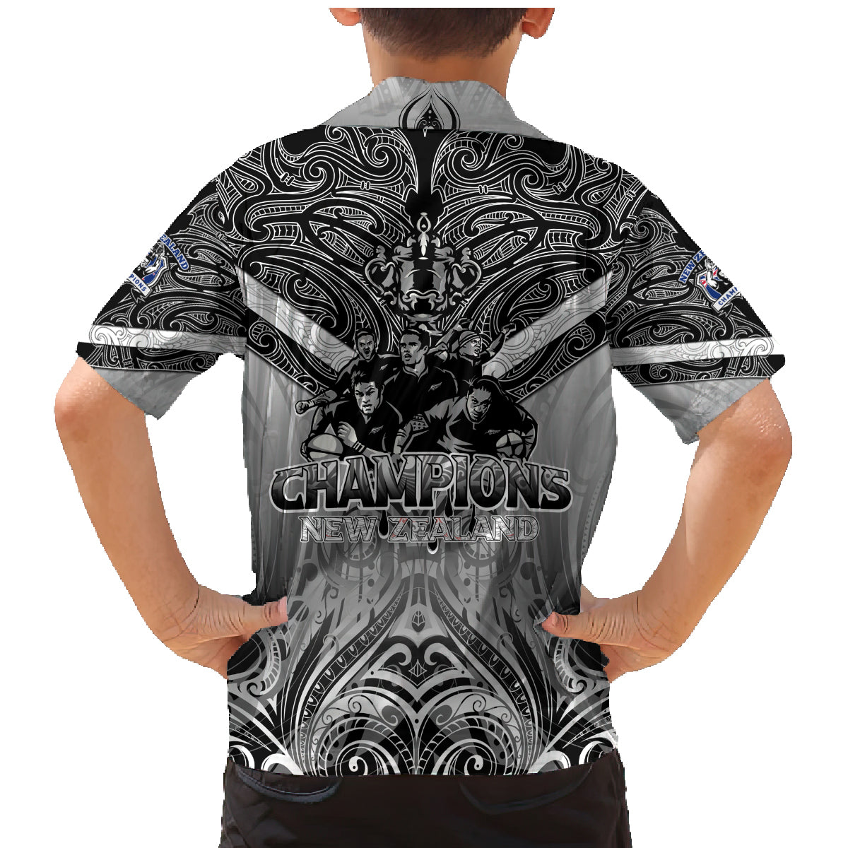 New Zealand Family Matching Mermaid Dress and Hawaiian Shirt Rugby Aotearoa Champions - Wonder Print Shop